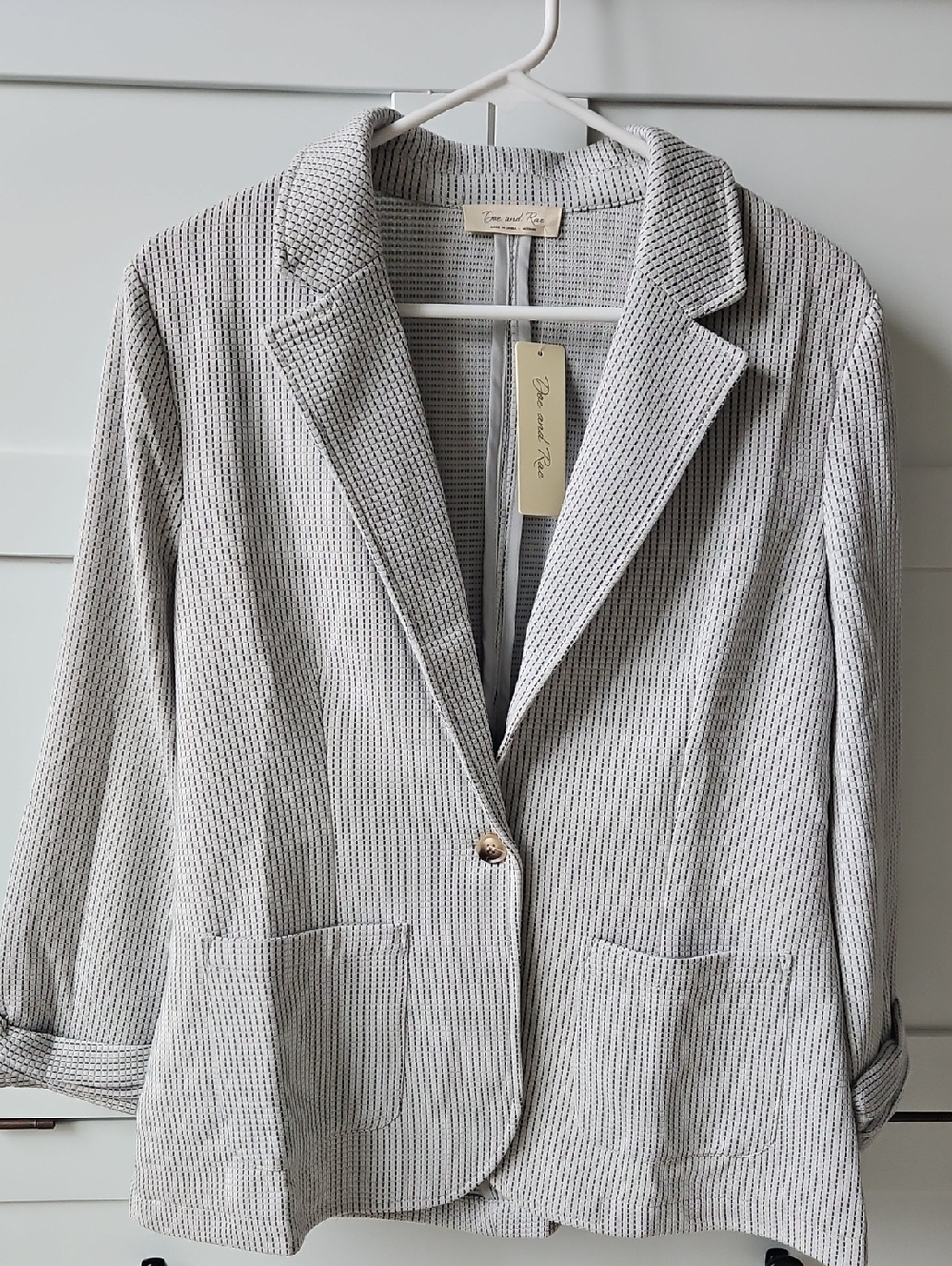 Doe And Rae NEW Blazer Textured Single-Button Blazer
